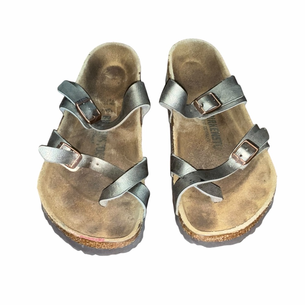 Birkenstock Mayari Sandals Metallic Taupe Birko Flor Cork Footbed EU 39 Womens 8